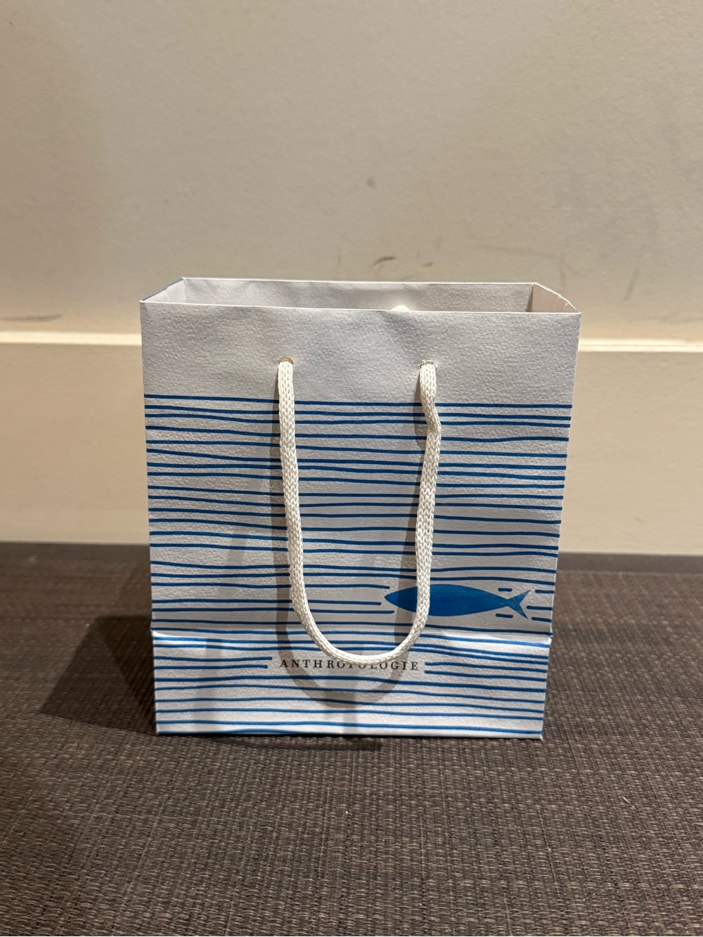 Anthropologie White & Blue Striped Tote Bag